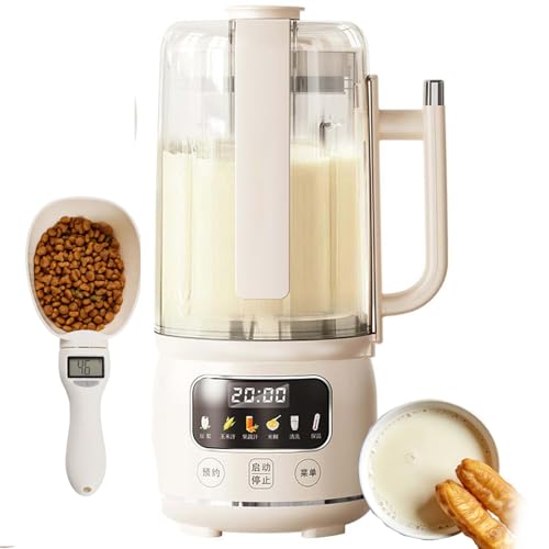 Máquina de Leche de Soja 6 en 1, 1500ML Máquina Automática de Leche de Frutos Secos con Cuchara Medidora Electrónica, Auto Limpieza y Mantener Caliente, Licuadora, para Leche de Soya, Almendra