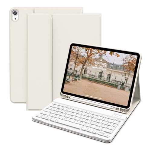 KVTVOU Funda con teclado QWERTZ desmontable para iPad Air 11 pulgadas M2/M3, 5ª y 4ª generación, 2022/2020, suave TPU con soporte para bolígrafo