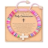 QTYQWC Primera comunión dones Que Dios te Bendiga Pulsera Cruzada para Mujeres Bautismo de comunión Confirmación de Regalos Cristianos católicos