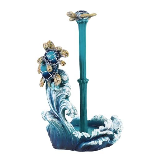 Nautical Paper Towel Holder with Sea Turtle and Ocean Wave