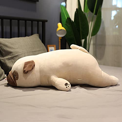 Mops Plüschtier,50cm Liegend Hund Kuscheltie Tier Kissen Niedliche Tier Puppe Flauschiges Stofftier,Cartoon Mops Kissen Gefüllt Plüsch Plüschtier Umarmungskissen Plüschkissen Spielzeug Geschenk
