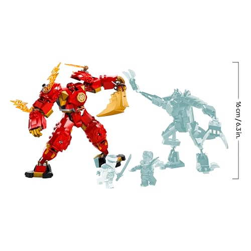 LEGO Ninjago Le Robot Élémentaire du Feu de Kai, Jouet Ninja pour Enfants avec Figurine Rouge Personnalisable Plus Minifigurines Kai et Zane, Cadeau pour Garçons et Filles Dès 7 Ans 71808