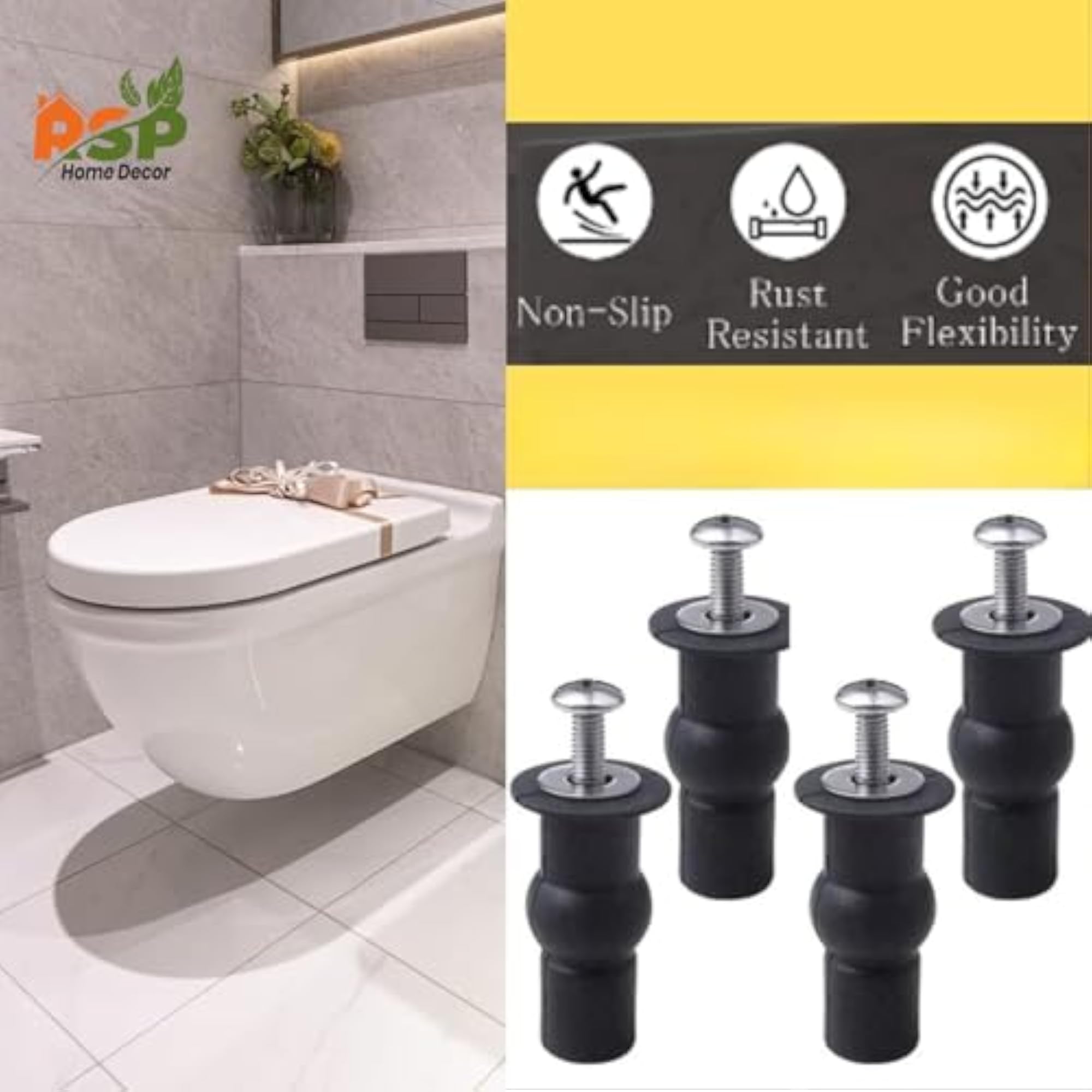 Universal Toilet Seat Cover Hinges, Expanding Rubber