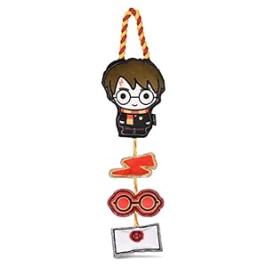 Harry Potter Cat Toy, Door Hanger with Catnip | Door Hanger Cat Toy with Harry Potter, Lightning Bolt, Glasses, and Hogwarts Invitation Plush with Catnip Components on Rope