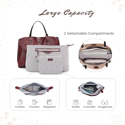 Image of OLD TREND Genuine Leather Forest Island Tote | Spacious Handbag with Removable Inner Pouches