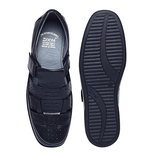 Image of Zoom Shoes Genuine Tinted Leather Casual Sandal For Men ZA-2337 | Comfortable /Ventilated Sandal With Anti-Slip Technology, Flexible Sole And Memory Cushion Padded Insole