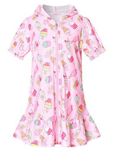 Image of CHILDRENSTAR Girls Swim Coverups Terry Swimsuit Cover-Up Hooded Zip-Up Beach Robe