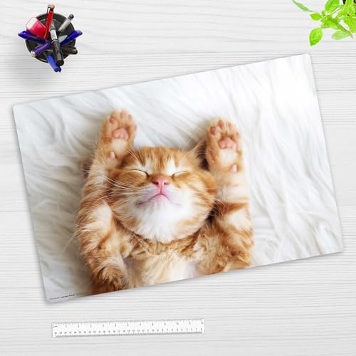 Sous-main pour enfants et adultes – « Joli bébé chat pendant le sommeil » - En vinyle résistant de qualité supérieure (sans BPA) - 60 x 40 cm -...