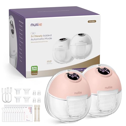 Nuliie Extrator de leite elétrico mãos livres S32, extratores de leite portáteis portáteis portáteis com 4 modos e 9 níveis, flange confortável de 24 mm, mais privado (2 embalagens, rosa)