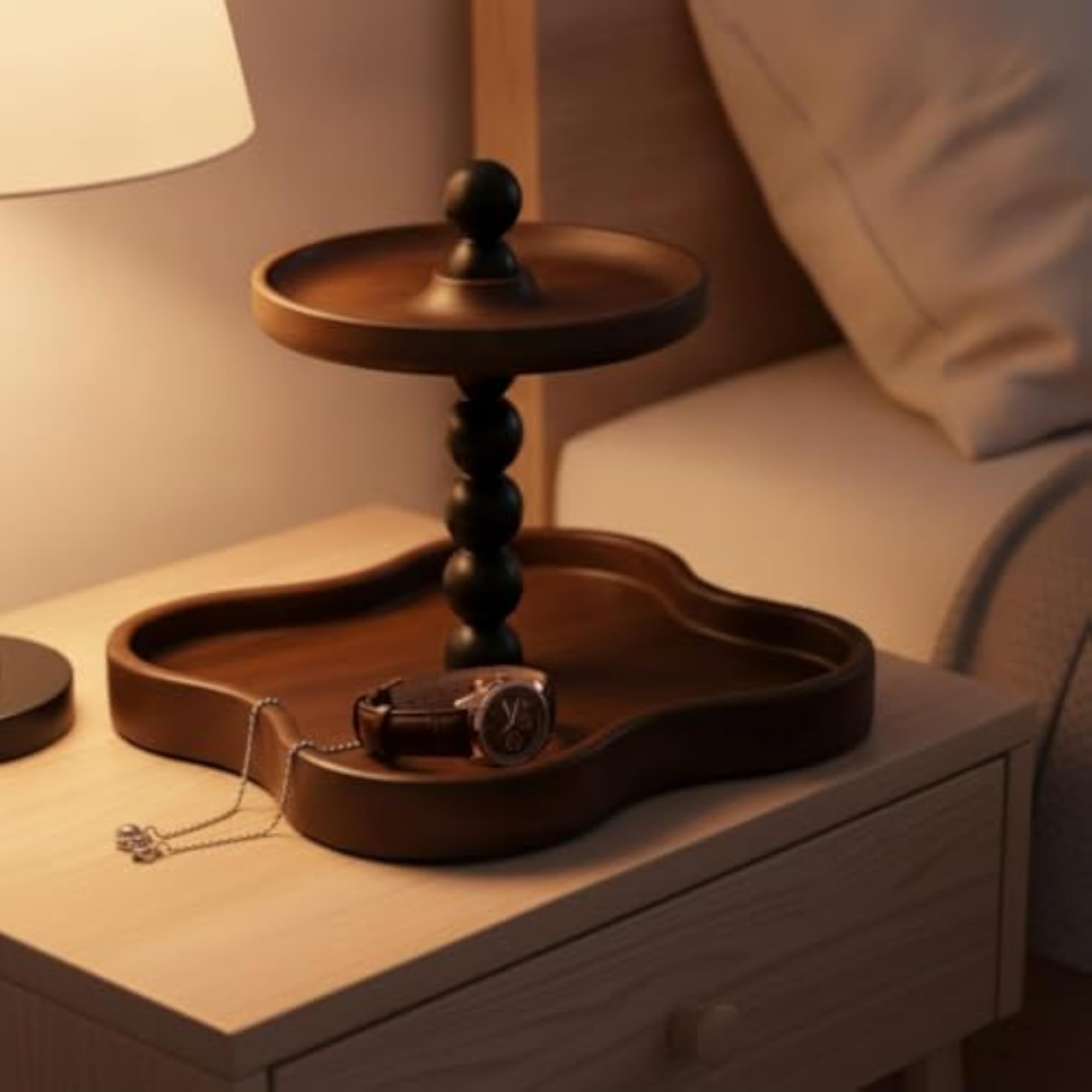 Vintage-Inspired Wooden Two-Tier Tray
