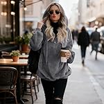 American Trends Womens Athletic Fuzzy Hoodies Sherpa Pullover Hoodie for Women Zip Oversized Plush Hoodie with Pockets - Image 3