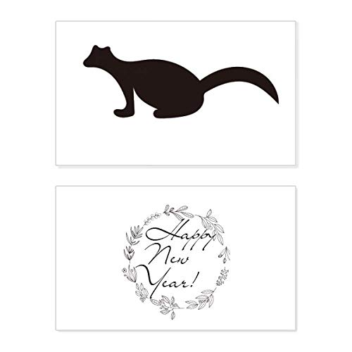 Tarjeta de felicitación conmemorativa Black Polecat con mensaje de Año Nuevo