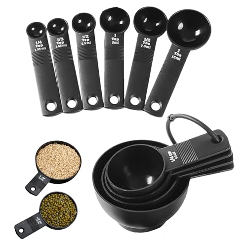 Measuring Spoons and Cups - 10 Piece Cooking Set | Nesting Measuring Cups Ergonomic Baking Tools, Kitchen Accessories for Cooking and Baking, Durable Daily Use Home Chef Helper