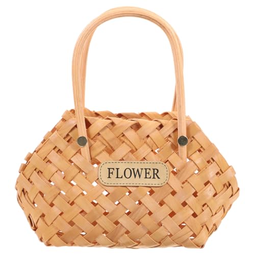 Ciieeo 1Pc Hand Woven Flower Basket Elegant Decorative Woven Storage Container Multi Purpose Nature Inspired Flower Holder for Home and Events with Premium