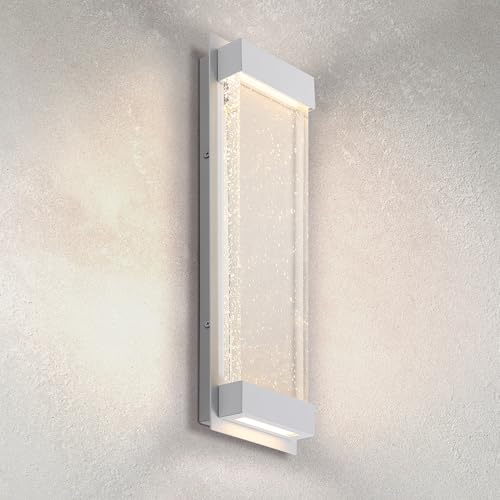 Image of ASD LED 18 inch Bubble Glass Wall Light Fixture, Outdoor & Indoor Seeded Sconce | 3CCT, Waterproof, Dimmable, Up-Down Glow, ETL Listed | 22W 520LM 3000-5000K 100-277V | Exterior Porch Lighting | White