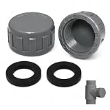 2x Blindstopfen 1 Zoll aus PVC, Siphon Verschlusskappe & Gewindekappe