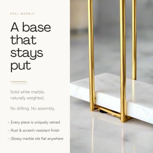 Image of MASON HOME Imperial Napkin Holder White & Gold - 1pc - L 25.4 inch x B 17.8 inch x H 7.6 inch | Bathroom - Kitchen - Bedroom - Washbasin | Towel - Kitchen Roll - Paper Towel | Home Decor | Organizer | Stand
