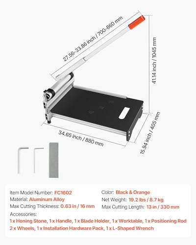 Image of VEVOR 13 inch Vinyl Floor Cutter, 16mm Thick Laminate Flooring Cutter with 15 /30 /45 Adjustable Angle Settings, Flexible Wheels, Telescoping Handle, Cuts Engineered Wood, LVT, VCT, SPC, LVP, WPC