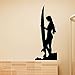 Tianpengyuanshuai Adesivi murali da Surf con la Sua tavola da Surf in Vinile con Applique Adesivo Silhouette Cool Surf girl127x54cm