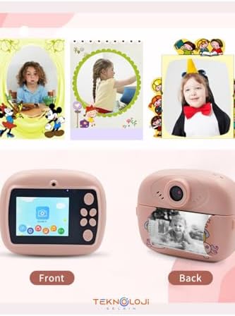Dijital Fotoğraf Makinesi Çift Kameralı Çocuk Çek Çıkar Anlık Baskılı Termal Yazıcı Video Oyun Müzik - Görsel 6