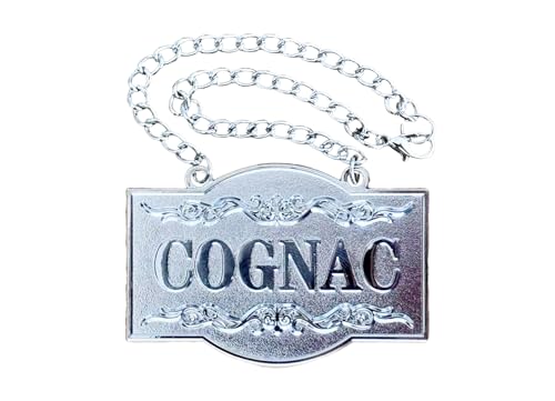 Etiqueta para decantador de coñac de diseño clásico y cadena adaptable de 2.36 x 1.57 pulgadas