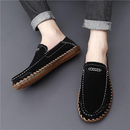 Mens Loafers Slip On Nubuck Leather Round Toe Lightweight Flexible Comfortable Driving Shoes Casual Party4