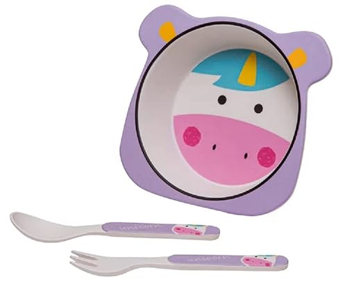 Kit Alimentação Unicórnio Eco Girotondo Baby - 3 unidades, Girotondo Baby, Rosa, Roxo, Branco, Azul,