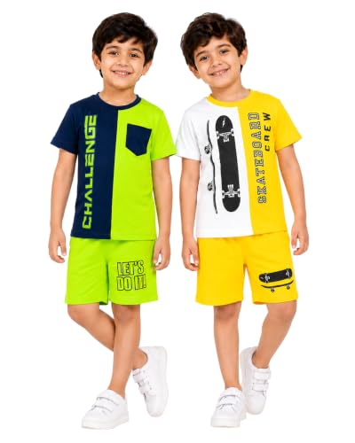 Image of Kuchipoo Boys Regular Fit Cotton T-Shirts and Shorts Set