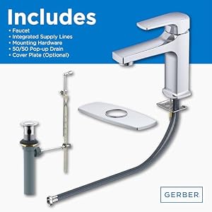 Gerber Tribune Bathroom Sink Faucet Single Handle Black Bathroom Faucet for 1 Hole Sink D225070BS