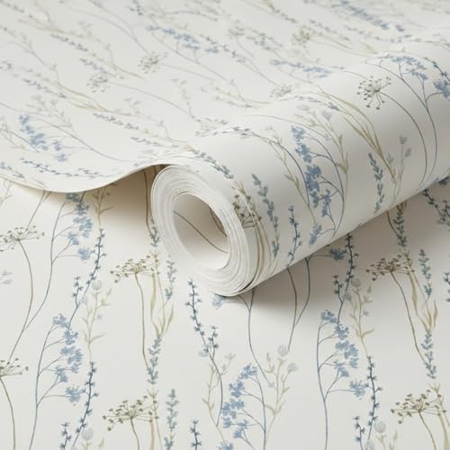 Image of Floral Wallpaper Peel and Stick - Flower Design Self Adhesive Wall Paper for Living Room, Bedroom, Kitchen, Removable Waterproof Wall Decor (MG18, 16X96 Inch)
