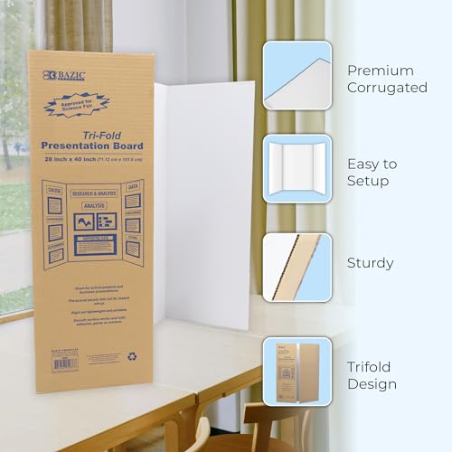 BAZIC Products White Tri-Fold Poster Board, 28 x 40 in, 30-Case by BAZIC PRODUCTS - Image 2