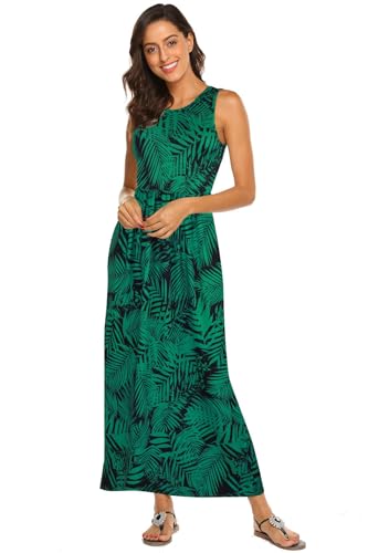 Image of Hount Women's Summer Sleeveless Striped Flowy Casual Long Maxi Dress with Pockets