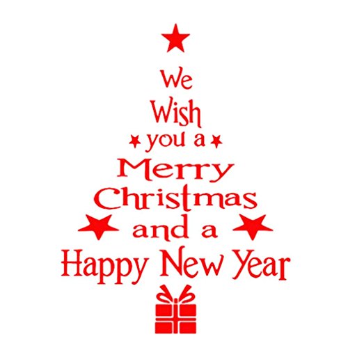 Toraway Christmas Tree Letters Stick Wall Art Decal Mural Home Room Decor Wall Sticke (White) - //coolthings.us