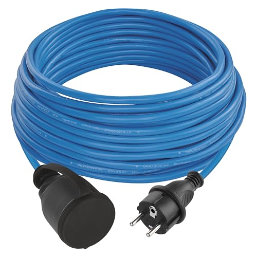 EMOS ganzj&auml;hriges Outdoor-Verl&auml;ngerungskabel Schuko, blaues 20m Kabel 1,5 mm2 mit Schutzkappe, IP44 wasserdicht und frostbest&auml;ndig f&uuml;r Au&szlig;enbereich, Industrie, Baustelle