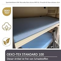 Spannbettlaken LKW passend für Mercedes-Benz Actros MP5, Actros L ProCabin & eActros – passgenau für Fahrerhaus Bett (Blau, Oben) – Ansicht 2
