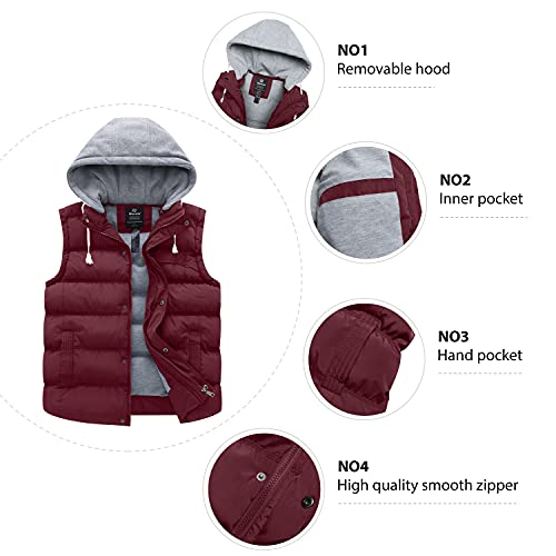 wantdo Women's Quilted Puffer Vest Thicken Warm Winter Coat with Removable Hood2