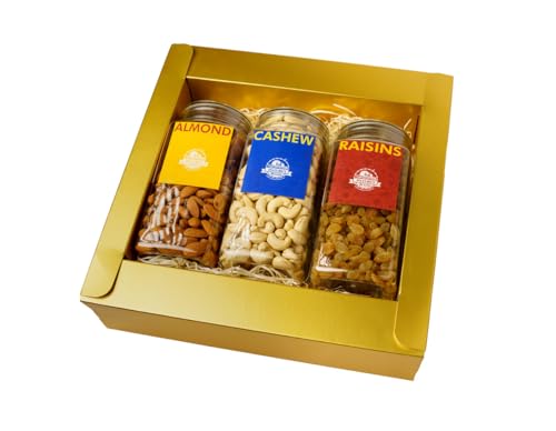Image of Nature's Blend - Essential Dry Fruits|Festive New|Pack of 3|500g Jar|Almond, Cashew, Raisins|Soft Top
