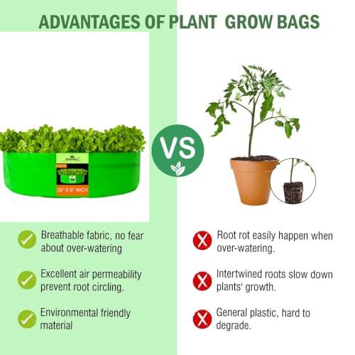 Image of Kingwell grow bags 18x9 inch pack of 1 Grow Bag For Terrace Garden Leafy Vegetable Plant Grow Bags Fruits Growing Containers For terrace Gardening