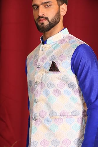 Image of Kurta With Churidar & Multicolor Nehru jacket Set