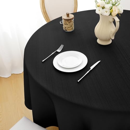 Softalker Nappe Ronde Noire diamètre 120 cm Lavable Anti-Tache imperméable résistante Durable Facile à Nettoyer nappes élégantes et Pratiques pour Table...