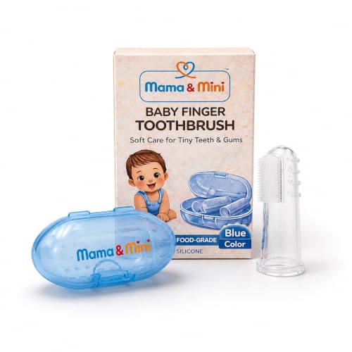 Mama & Mini Silicone Baby Finger Toothbrush for Infants & Newborns (0-36 Months) | 100% Food-Grade Silicone | Soft Bristles for Gum Massage & Teeth Cleaning | Baby Tongue Cleaner | BPA-Free, Non-Toxic