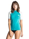 Roxy Junior's Bound Short Sleeve Rash Guard, Dark Jade/Soothing Sea/Citrus, Small