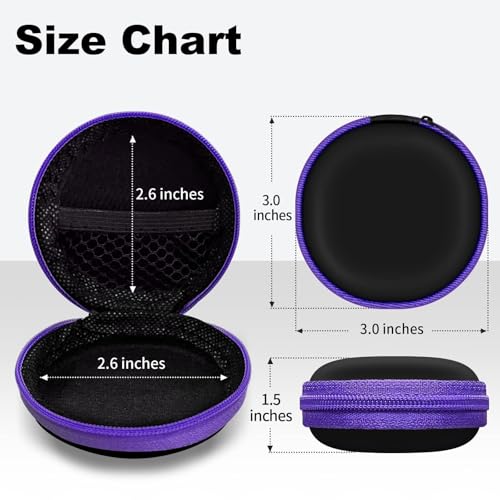 Image of Round Earbud Case Portable EVA Carrying Case Storage Bag Cell Phone Accessories Organizer with Carabiner for Earphone, Earbud, Earpieces, SD Memory Card, Camera Chips,Black
