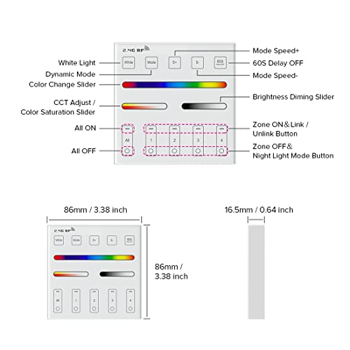 Image of BTF-LIGHTING WR01RF Wireless 2.4G RF RGB RGBW RGBCCT Panel Remote