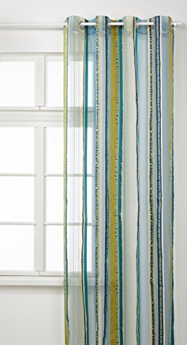 HomeMaison HM69222983 Voilage en Organza Jacquard à Rayures Verticales Pétrole 140 x 260 cm