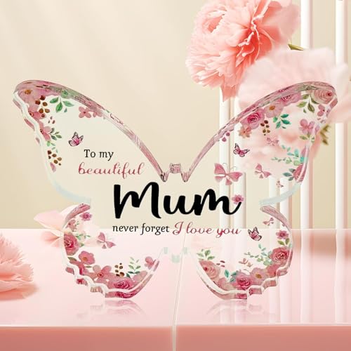 Gifts for Mum:Beautiful Butterfly-Shaped Plaque,Thoughtful Gifts from Daughter Son, Ideal for Birthday, Mother's Day, Christmas, Best Gift Ideas, Perfect Presents (Mum)