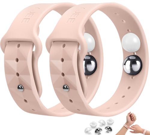 Image of Motion Sickness Bracelets for Travel: Acupressure Anti Nausea Wristband for Morning Sickness - Sea Sickness Wristbands for Car Boat Air - Nausea Bands for Motion Sickness Pink Sand Color