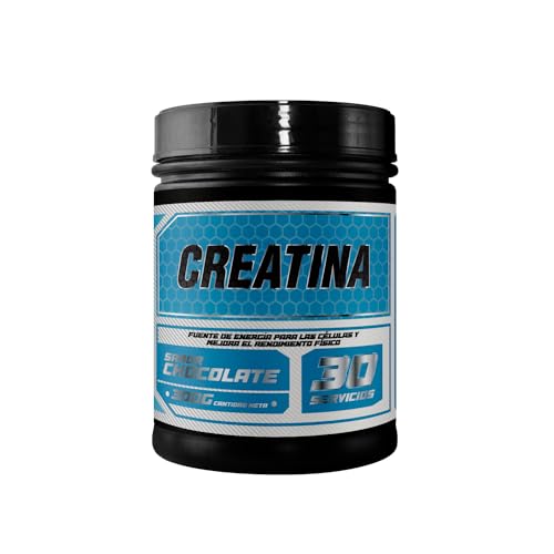 Creatina Monohidratada en Polvo | Creatina 100% Pura | Mayor crecimiento y recuperación muscular | Aumenta la fuerza | 300 Gramos, Sabor Chocolate.