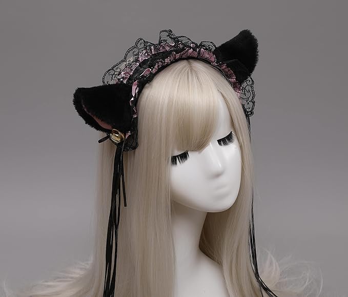 Kuroobaa Cat Ear Headband, Lolita Style, Frilled Headband  display picture 2