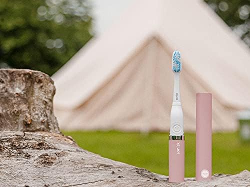 Sonisk Pulse | Battery Powered Electric Toothbrush | Sonic Technology | 1x Battery, 2X Brush Heads, 1x Travel Case Included | 31,000 Strokes Per Minute | Antimicrobial | Portable Size | Dusty Pink